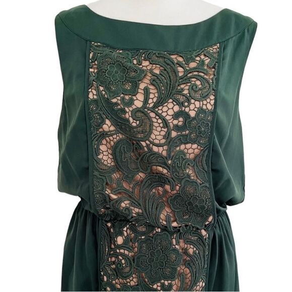 Jessica Simpson Emerald green lace front  sleeveless dress, size M. - Picture 2 of 6
